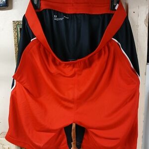 Under Armor Men's Vibrant Red and Black Athletic Shorts